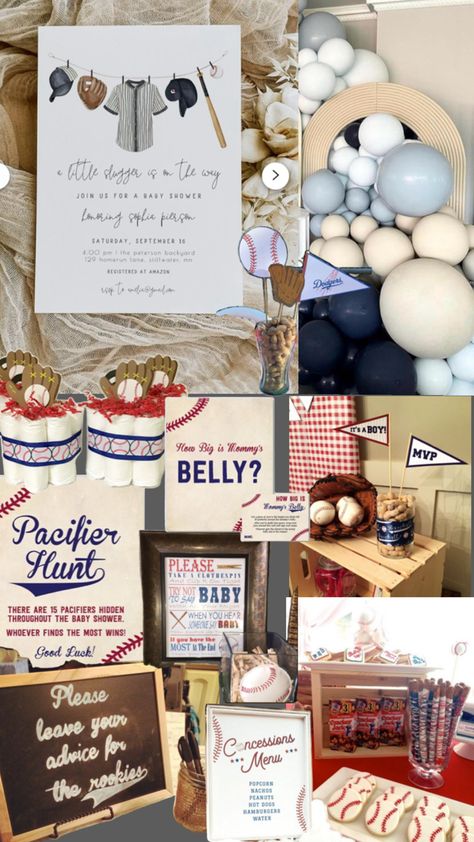 Baseball Themed Gender Reveal Party, Baseball Theme Baby Shower Ideas, Baseball Themed Baby Shower Ideas, Sports Themed Baby Shower Ideas, Baby Shower Baseball Theme, Baby Boy Babyshower Ideas, Baby Boy Baseball Shower Ideas, Baby Boy Shower Ideas, Vintage Sports Baby Shower Ideas