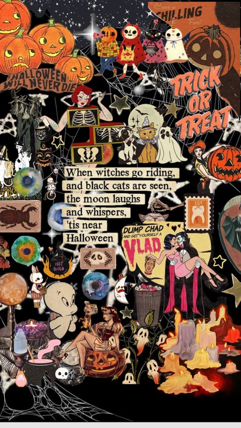 Halloween phone wallpaper collage Halloween Aesthetic Phone Wallpaper, Cute Cat Halloween Wallpaper, Horror Collage Wallpaper, Halloween Ipad Wallpaper, Halloween Collage Wallpaper, Phone Wallpaper Halloween, Phone Wallpaper Collage, Collage Phone Wallpaper, Halloween Phone Wallpaper