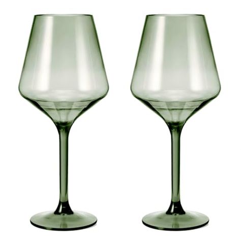 Acrylic Wine Glasses, Colored Wine Glasses, Outdoor Cocktail, Bamboo Chair, Muted Green, Forest Green Color, Wine Glass Set, Floating In Water, Wine Enthusiast