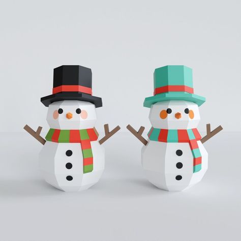 Snowman Papercraft Sculpture Christmas Snowman - Etsy South Korea Snowman Diy, Paper Mache Projects, Scoring Tool, Instruções Origami, Glitter Gloss, Diy Snowman, Papercraft Templates, Paper Toy, 3d Paper Crafts