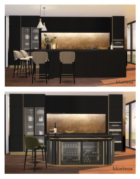 Petra Kitchen Set | Patreon Sims 4 Pantry, Sims 4 Kitchen Cabinets, Sims Kitchen, Kitchen Glam, Living Room Sims 4, Sims 4 Cc Furniture Living Rooms, Luxurious Kitchens, Glamorous Kitchen, Kitchen Appliance Set