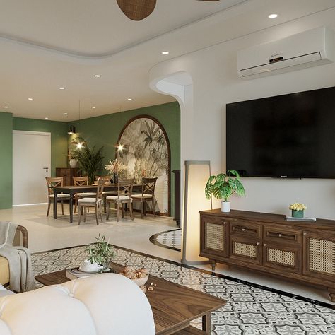 Apartment - Indochine style :: Behance Indochine Interior, Green Living Room Decor, Indochine Style, Indian Living Room, Interior Model, Colourful Living Room Decor, India Home Decor, Indian Living Rooms, Latest Living Room Designs