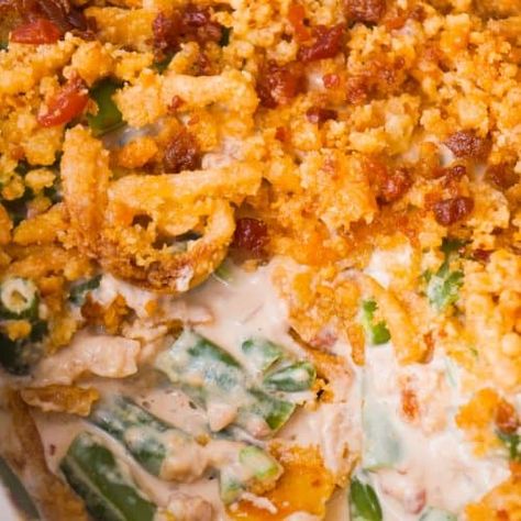 Bacon Green Bean Casserole, String Bean Casserole, Creamy Green Bean Casserole, Green Bean Casserole Bacon, Creamy Green Beans, Best Green Bean Casserole, The Best Green Beans, Green Bean Casserole Easy, Bacon Casserole