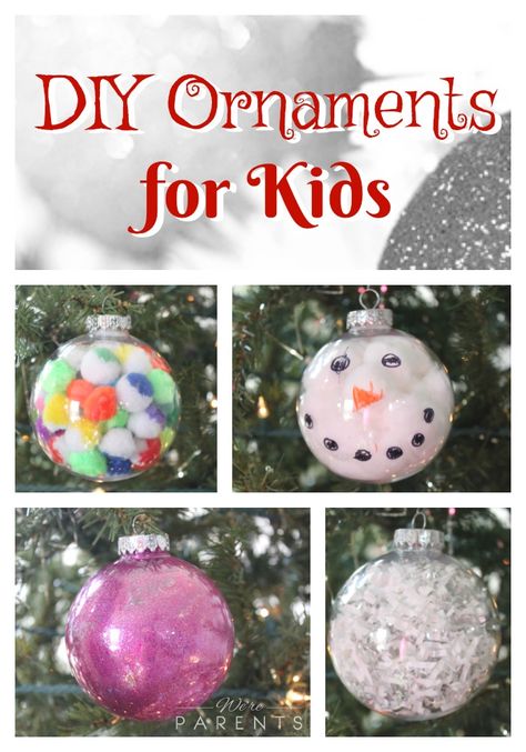 Diy Clear Ornaments Kids, Diy Kids Clear Ornaments, Globe Ornaments Diy Kids, Kid Made Ornaments Parent Gifts, Diy Ornaments Kids Plastic Ball, Ornaments Diy Kids, Diy Snowman Ornaments, Diy Pom Poms, Music Ornaments