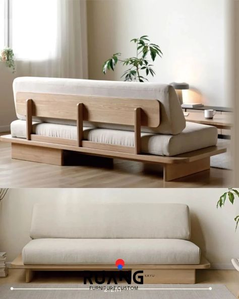 Japan Sofa Design, Wooden Couches Living Room, Japanese Furniture Modern, Japanese Couch, Minimalist Couch, Sofa For Small Spaces, Modern Couches, Japanese Sofa, Island Kitchen Remodel