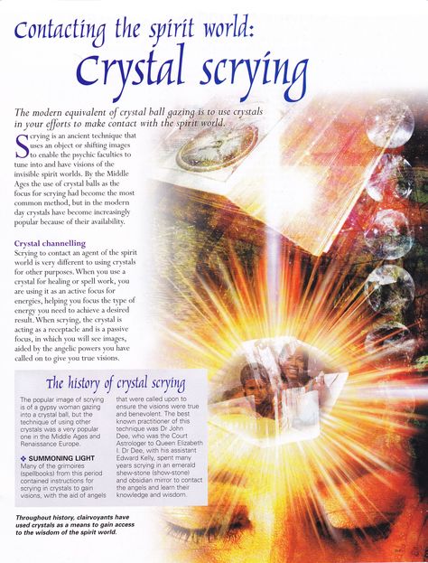 Contacting the spirit world with Crystal Scrying Scrying Crystal, Psychic Development, Spirit World, Crystal Magic, Practical Magic, Mind Body Spirit, Spell Book, Book Of Shadows, Crystal Ball