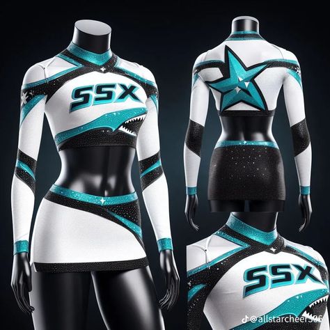 Luxury Designer Outfits, All Star Cheer Uniforms, Cheerleader Uniforms, Cheer Costumes, Color Guard Uniforms, Competition Outfit, Wwe Outfits, Cheerleading Competition, Dance Uniforms