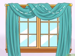 How to Drape Window Scarves: 5 Steps (with Pictures) - wikiHow Scarf Valance Ideas, Draping Curtains, Scarf Curtains, Window Swags, Thermal Drapes, Window Scarf, Swag Curtains, Plain Curtains, Modern Farmhouse Living Room