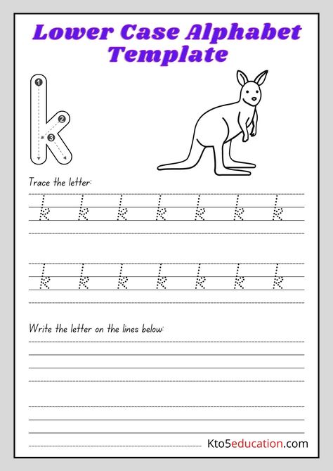 Free Printable Lower Case Alphabet Letter k worksheet Letter K Worksheets Kindergarten, Letter K Worksheet, Letter K Worksheets, Animal Worksheets, Alphabet Templates, Subtraction Worksheets, Writing Worksheets, Letter K, Small Letters