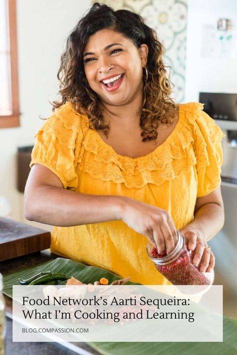 Food Network’s Aarti Sequeira: What I’m Cooking and Learning Right Now | Compassion International Blog Best Christmas Appetizers, Food Network Chefs, Food Network Star, Cooking At Home, Candace Cameron Bure, American Dishes, Culinary School, Lamb Chops, Food Test