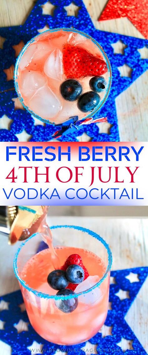 Delicious flavors of fresh crushed strawberry, vodka, and lemonade give this easy Fourth of July vodka cocktail a juicy refreshing flavor that satisfies just in time for those fireworks! #fourthofjuly #4thofjuly #fourthofjulydrinks #4thofjulycocktails #fourthofjulyvodkacocktail #vodkalemonade #easyvodkadrinks #strawberryvodkacocktail #redwhiteandbluedrink Fourth Of July Vodka Drinks, 4th Of July Vodka Drinks, 4 Of July Cocktails, Easy 4th Of July Cocktails, 4th Of July Drinks Alcoholic Big Batch, Fourth Of July Cocktails Alcohol, 4th Of July Cocktails Pitcher, Fourth Of July Cocktails, Titos Vodka Recipes