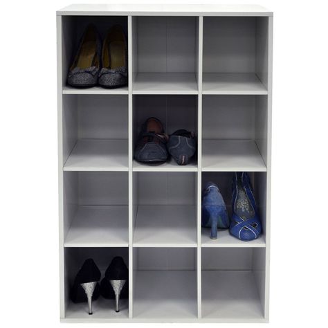 PIGEON HOLE - Shoe Storage / Display / Media Shelves - White Shoe Storage Display, Media Shelves, 4 Tier Shoe Rack, Pigeon Hole, Shoe Storage Small Space, Media Shelf, Storage Bookcase, Shoe Cupboard, Storage Bench Seating