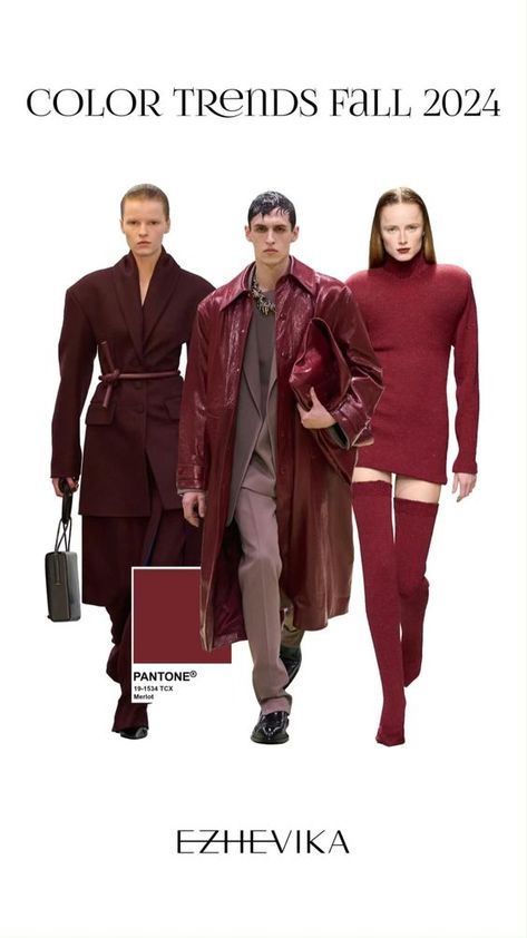 5 most current colors of Autumn 2024. A selection from the shows of the autumn-winter 2025 season. The most trendy colors of autumn are: burgundy, sand, red, coffee, herbal. Current images, trending colors, trends 2024, stylist tips, fashion news, a selection of looks from a stylist. Fall Fashion Colors, Fall Color Trend, Fall Winter Fashion Trends, Mode Tips, Fall Trends Outfits, Fall Winter Trends, Autumn Trends, Color Trends Fashion, Fashion Trends Winter