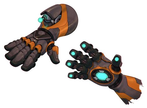 Tech Gloves Concept Art, Glove Design Concept, Glove Concept Art, Shooter Games, Ratchet And Clank, Fantasy Props, Gloves Design, Robot Concept, Spaceship Design