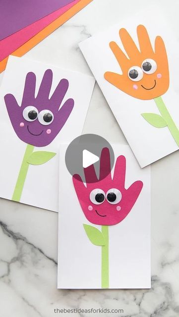 Googly Eye Crafts, Handprint Flower, Mothers Day Cards Craft, Mother's Day Projects, Mothersday Cards, Cute Message, Mother's Day Activities, Toddler Art Projects, Hand Crafts For Kids