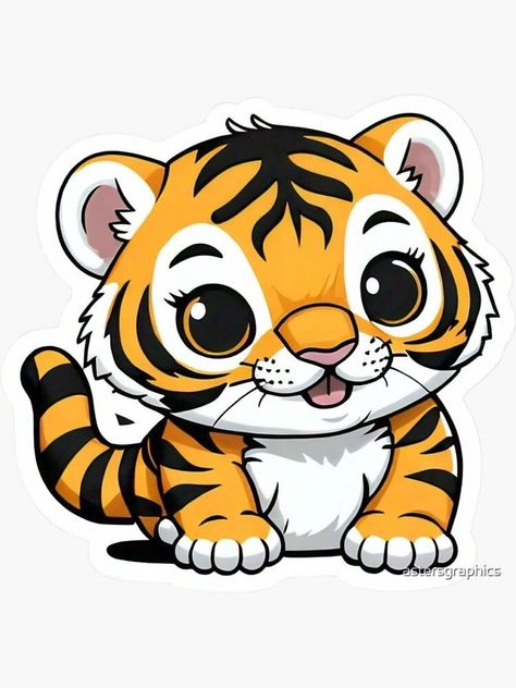 Kawaii Tiger, Adorable Anime, Anime Inspiration, Pet Bandana, الرسومات اللطيفة, Dad Hats, Sticker Design, Vinyl Sticker, Cute Animals