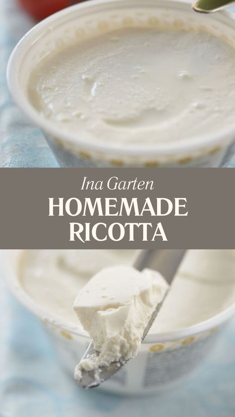 Ina Garten Homemade Ricotta Homemade Ricotta Cheese Recipes, How To Make Ricotta Cheese, Healthy Ricotta Recipes, Ricotta Dessert Recipes, Ricotta Recipes Healthy, Home Made Ricotta, Ricotta Homemade, Ricotta Recipes Dessert, Homemade Cheeses