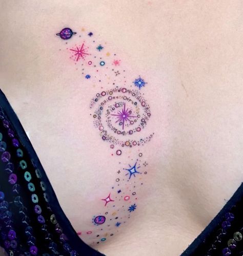 Purple Tattoos, Colorful Galaxy, Jewel Tattoo, Galaxy Tattoo, Kawaii Tattoo, James Webb, Spooky Tattoos, Pretty Tattoos For Women, Tatuaje A Color