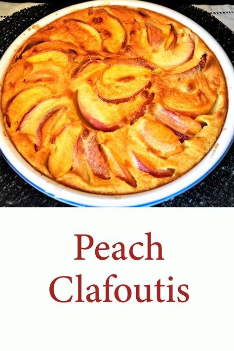 Peach Clafoutis, Vegan Yogurt Recipe, Clafoutis Recipe, Clafoutis Recipes, Sliced Peaches, Crumb Recipe, Quick Easy Vegan, Bake Sale Recipes, Peach Desserts