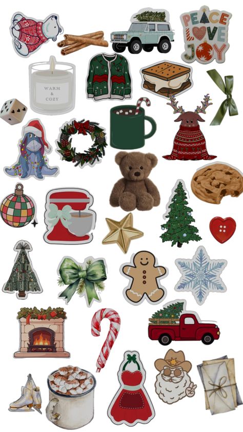 Christmas Christmas Stickers Printable, Collage Stickers, Sticker Collage, Stickers Collage, Xmas Sticker, Scrapbook Printing, Christmas Collage, Scrapbook Items, Room Stickers