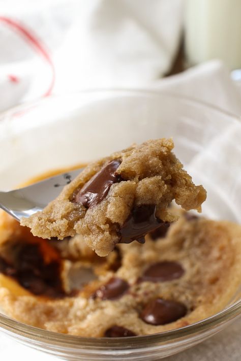 this chocolate chip cookie in a mug is ready to enjoy in less than 5 minutes and doesn’t need an egg. it’s simple, fast, and delicious. Cookie In Mug No Egg, Chocolate Chip Cookie In A Mug No Egg, No Egg Mug Cookie, Eggless Mug Cookie, Choc Chip Cookie In A Mug, Cookie In A Mug No Egg, Mug Cookie Recipe No Egg, Mug Cookie No Egg, Chocolate Chip Cookie In A Mug