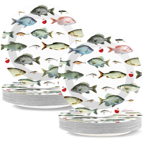 PRICES MAY VARY. gone fishing party decorations:: This gone fishing party tableware set comes with 50 pieces of fishing themed tableware, each measures about 7 inches, providing you sufficient quantity and proper size Quality material: Our fishing themed paper plates are made of thick paper, no smell and heave-duty, well-printed and with waterproof and oil-proof films, the gone fishing tableware fit for party use. Convenient: These ofishally one birthday party plates are the wonderful idea for y First Bday Fishing Theme, Ofishally Four Birthday, Fishing Tournament Ideas, Reeling In The Big One Birthday, Ofishally One, Fish Themed Birthday Party, Fishing Themed Party, Ofishally One Birthday, Fisherman Birthday