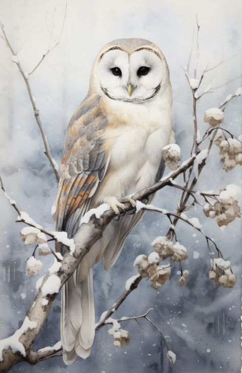 Snow Owl Drawing, Snow Owl Painting, Snow Owl Art, Snowy Owl Art, Winter Owls, Baby Barn Owl, Barn Owl Art, Kingfisher Art, Owl Sketch