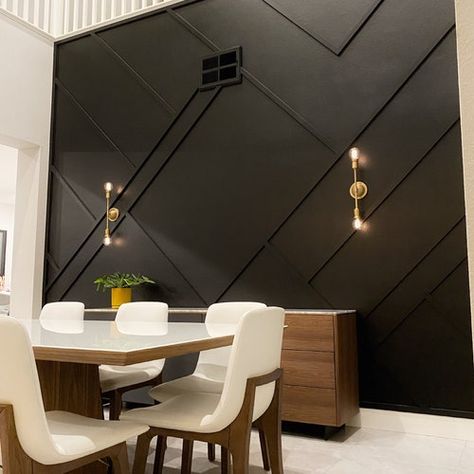 Accent Wall Design, Black Feature Wall, Black Accent Walls, Accent Wall Designs, Room Accent Wall, Accent Wall Ideas, Accent Walls In Living Room, Wall Accent, Feature Walls