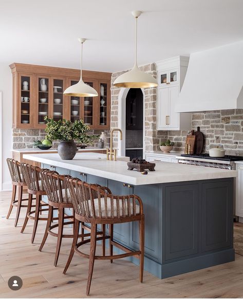 Home Kitchen Renovation, East Coast House, Warm Kitchen, Earthy Home, Blue Island, Kitchen Redo, Cottage Kitchen, Updated Kitchen, Kitchen Islands