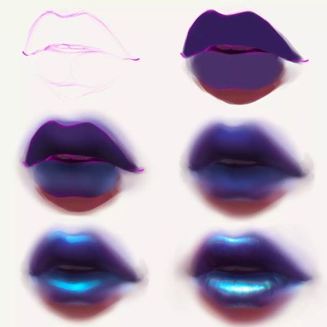 How To Color Lips, Lips Tutorial Digital Art, How To Shade Lips Digital, Painting Lips Digital, Lip Colour Palette Digital Art, How To Color Lips Digital Art, Digital Art Tutorial Beginner, Procreate Ipad Art, Digital Painting Techniques