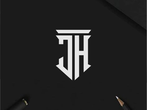 J And H Logo, Jh Tattoo, H And J Letter, Jh Monogram, J T Monogram, Jh Logo, Aesthetic Letters, Monogram Logo Design, Retro Travel Poster