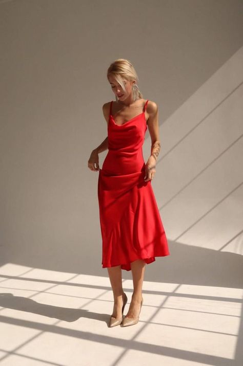 d961e9f236177d65d21100592edb0769desc50288340ri Red Satin Dress, Dress Aesthetic, Maxi Slip Dress, Silk Slip Dress, Silk Midi Dress, Silk Slip, Red Silk, Guest Dresses, Dress Backs