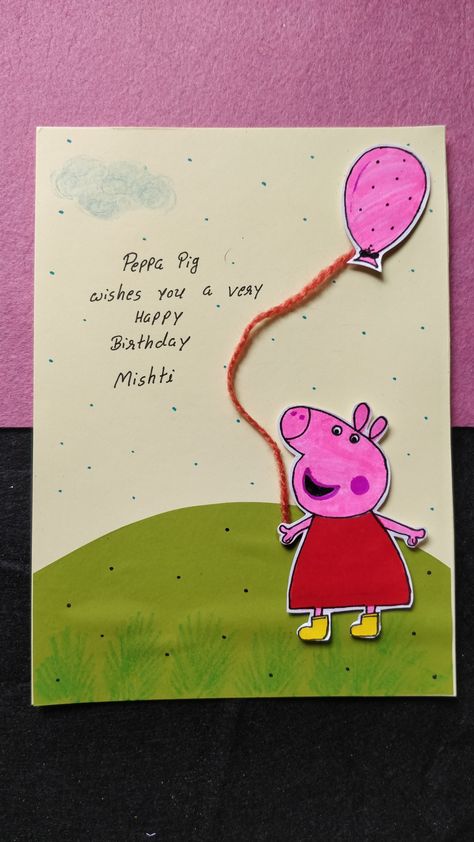 Cartoon Cards Handmade, Peppa Pig Card, Creative Cards Handmade, Funny Diy Gifts, Ghibli Characters, Bujo Spreads, Diy Best Friend Gifts, Studio Ghibli Characters, Character Card