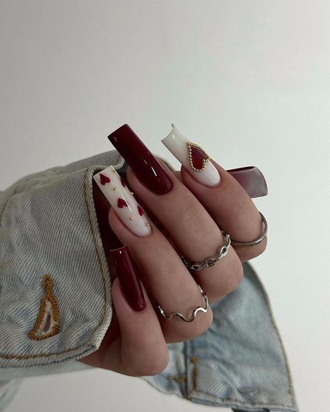 Aesthetic Y2k Nails, Cherry Wine Nails, Carcase Iphone, Paznokcie Hello Kitty, Wine Nails, Wow Nails, Fall Gel Nails, Cherry Wine, Aesthetic Y2k