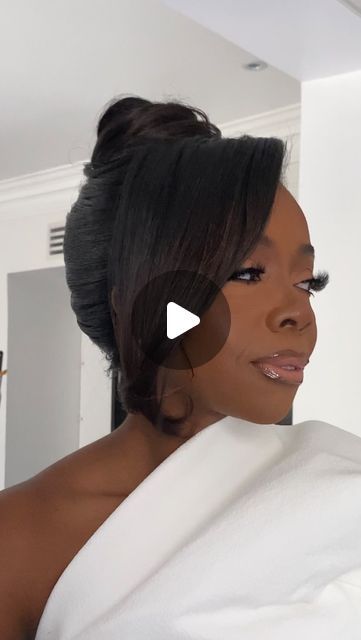 Bridal Bun Hairstyles Black Women, Roller Set Updo Hairstyles, Sew In Updo Hairstyles Wedding, Natural Hair Bridal Updo Black Women, Modern French Roll Hairstyles, Mother Of The Bride Hair Black Women, Black Mother Of The Bride Hairstyles, Black Bride Updo Hairstyles, French Roll Black Women