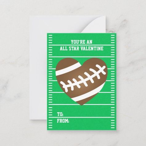 Boy's Football Sports School Classroom Valentines Note Card - Valentines Day Cards Football Valentines, Valentine Notes, School Valentines, Classroom Valentines, Diy Valentines Cards, Valentine's Day Crafts For Kids, Kids Treat, Sports Boys, Valentines School