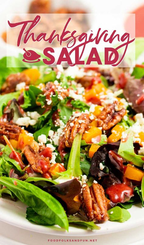 This Thanksgiving Salad recipe is great served as a side dish or as an accompaniment to a charcuterie board before the Thanksgiving meal is served. Thanksgiving Dinner Recipes Sides, Thanksgiving Recipes Side Dishes Healthy, Thanksgiving Recipes Side Dishes Veggies, Cranberry Vinaigrette, Thanksgiving Salad Recipes, Thanksgiving Side Dishes Healthy, Best Thanksgiving Side Dishes, Thanksgiving Salad, Thanksgiving Food Sides