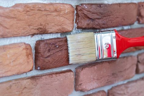 How to Stain Brick - Bob Vila Stained Brick Exterior, Brick Sealer, Stained Brick, Red Brick Exteriors, Red Brick Fireplaces, How To Clean Brick, Brick Steps, Orange Brick, Brown Brick