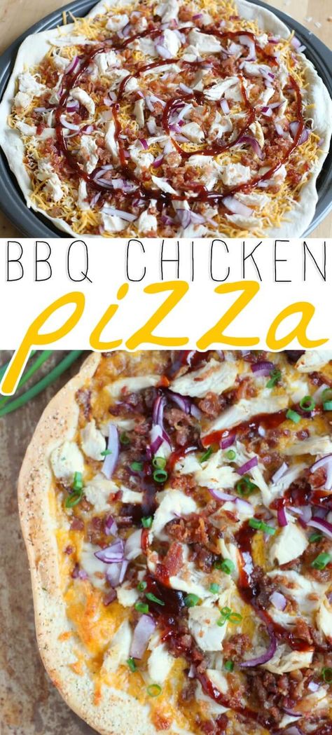 EASY BBQ CHICKEN PIZZA Simple Bbq Chicken, Cheddar Cheese Chicken, Bbq Chicken Pizza Recipe, Chicken Pizza Recipe, Chicken Delight, Easy Bbq Chicken, Chicken Pizza Recipes, Buffalo Chicken Pizza, Bbq Pizza