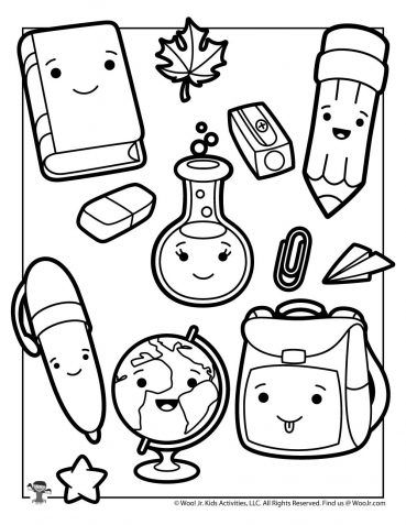 Kawaii Printable Coloring Pages | Woo! Jr. Kids Activities Kawaii Doodles Coloring Pages, Cute Food Coloring Pages Free Printable, Easy Coloring Pages For Kids, Kawaii Doodle, Kawaii School, Farm Animal Coloring Pages, School Coloring Pages, School Icon, Easy Coloring Pages