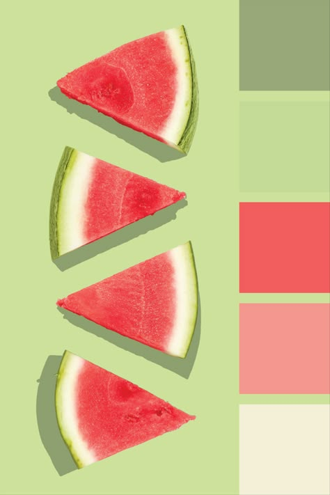 Fruit Palette Color, Tropical Summer Color Palette, Color Palette Fruit, Fruit Colour Palette, Food Packaging Color Palette, Coral Pallet Color, Fruity Color Palette, Summer Color Palette 2024, Green Coral Color Palette