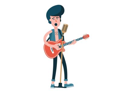 Guitar Animation, Royalty Music, Animated Graphics, Cowgirl Outfits For Women, 3d People, Guitar Artwork, Animated Man, Cartoon Boy, Guitar Art