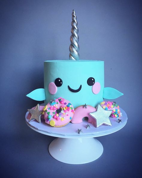 Narwhal Cake Narwhal Birthday Party Cake, Narwhal Cake Ideas, Narwal Cake, Narwhal Birthday Cake, Narwhal Birthday Party, Narwhal Cake, Narwhal Party, Tailored Vest, Animal Cakes