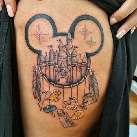 Disney Dreamcatcher, Salmon Tattoo, Dreamcatcher Tattoo Meaning, Dreamcatcher Ideas, Tattoo Dream, Mouse Tattoo, Mickey Mouse Tattoo, Tiger Tattoo Sleeve, Cool Back Tattoos