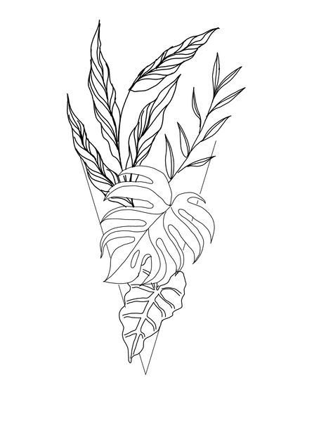 Plant Shoulder Tattoo Women, Tropical Leg Tattoos For Women, Plant Tattoo Stencil, Monteras Plant Tattoo, Aroid Plant Tattoo, Tropical Plant Tattoo, Monstera Tattoo Design, Bigger Tattoos, Plant Leaf Tattoo