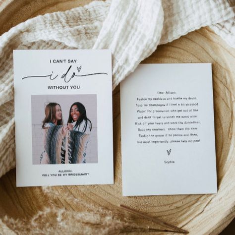 $2.98 | EVERLEIGH Minimal Photo Bridesmaid Proposal Card - everleigh, photo bridesmaid proposal, maid of honor proposal, minimalist bridesmaid proposal, will you be my bridesmaid, bridesmaid proposal card, be my bridesmaid, photo bridesmaid Aesthetic Bridesmaid, Card With Photo, Bridesmaid Proposal Card, Minimal Photo, Bridesmaid Card, Be My Bridesmaid Cards, Bridesmaid Proposal Cards, Bridal Party Proposal, Bridesmaid Cards