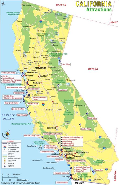 California Attractions Map Places To Go In California, California Tourist Attractions, California Places To Visit, Map Of California, Map California, California Attractions, Cali Trip, Arizona Map, Chinatown San Francisco