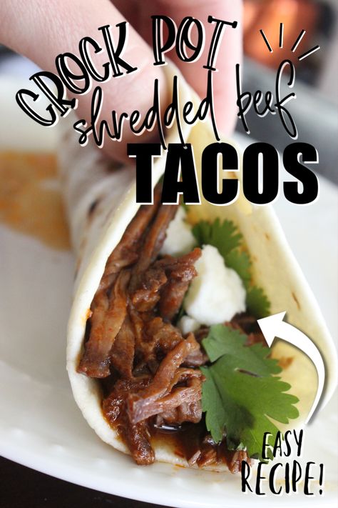 Street Tacos For A Crowd, Shredded Beef Tacos Crockpot, Beef Street Tacos, Easy Beef Dinner, Roast Beef Tacos, Tacos For A Crowd, Easy Crock Pot Dinner, Crockpot Beef Tacos, Crock Pot Dinner