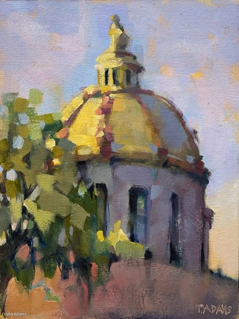 Concepcion Building Landscape Paintings, Trisha Adams Paintings, Architecture Oil Painting, Oil Painting Buildings, Beginner Oil Painting, Oil Painting Classic, Landscape Oil Paintings, Selling Paintings, Minimalist Tattoos