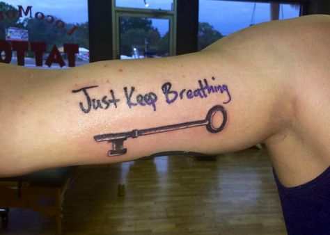 We The Kings, Just Keep Breathing tattoo and my key. Just Keep Breathing Tattoo, Keep Breathing Tattoo, Breathing Tattoo, Just Keep Breathing, Keep Breathing, We The Kings, The Kings, Fish Tattoos, Jesus Fish Tattoo